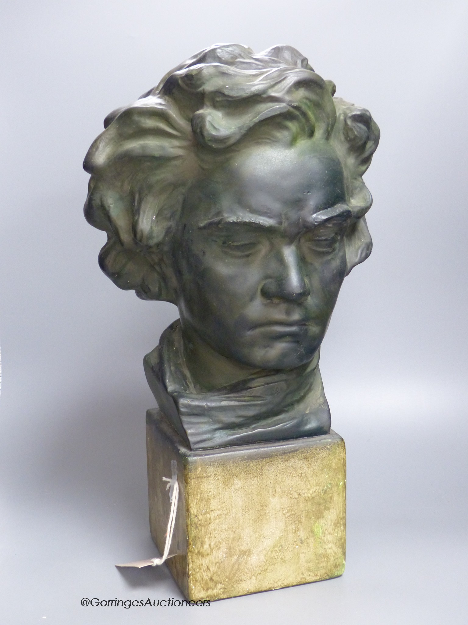 A moulded plaster bust of Beethoven, height 45cm